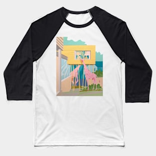 Pink Giraffes Baseball T-Shirt